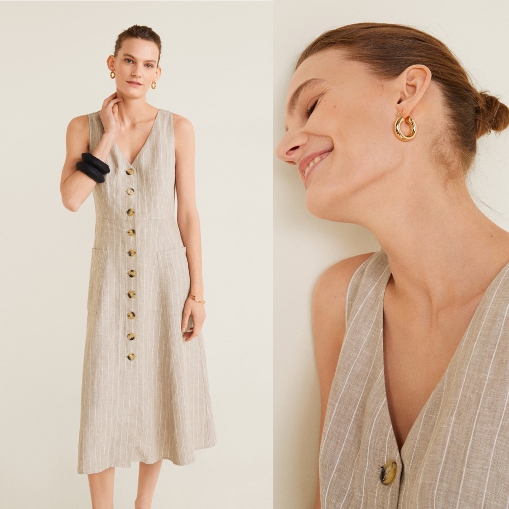 Mango linen midi dress